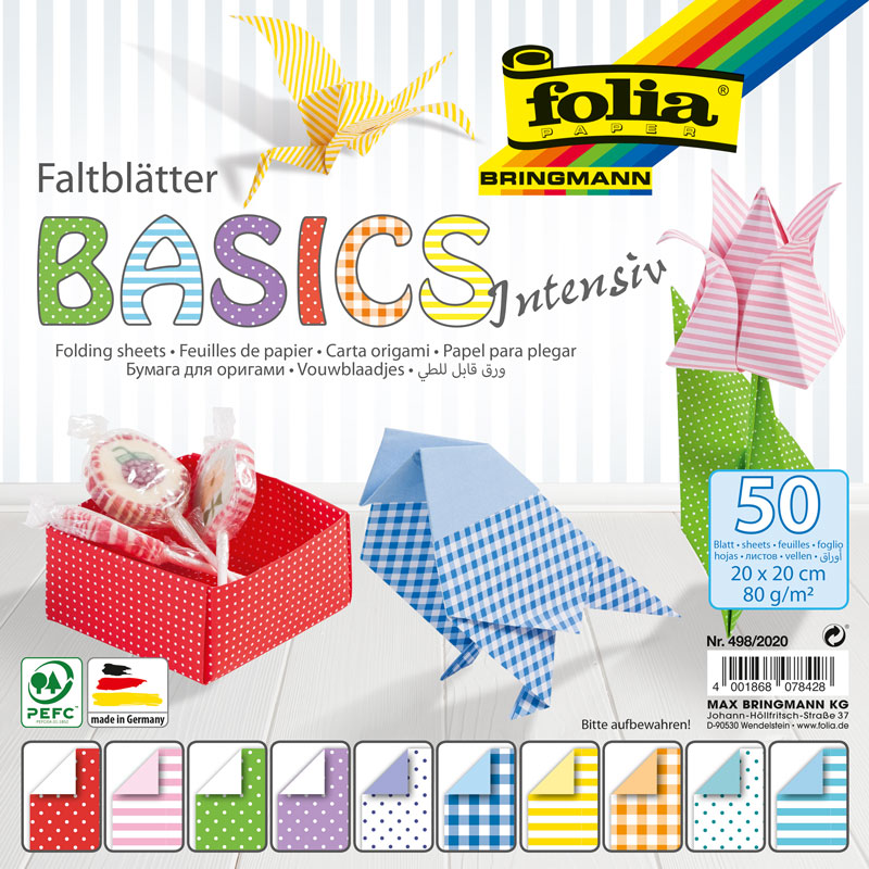 Faltblätter "Basic Intensiv" 20 x 20 cm / 50 Stk. — sortierte Motive
