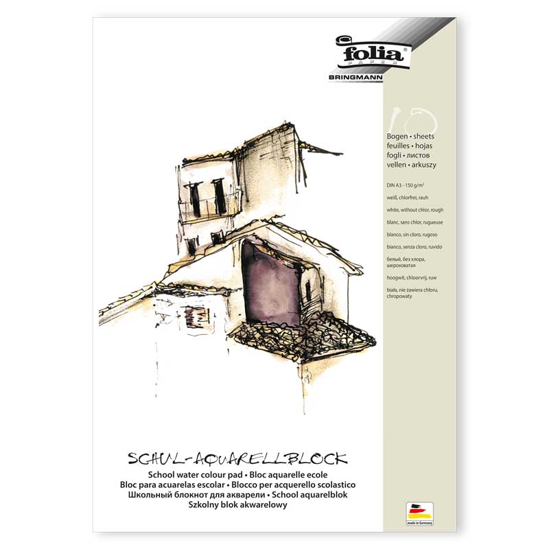 Schul- Aquarellblock, 10 Blatt — DIN A3