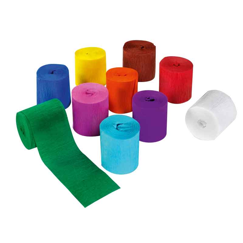 Deko - Krepp 5 cm x 10 m/ 10 Stk. — farbig sortiert