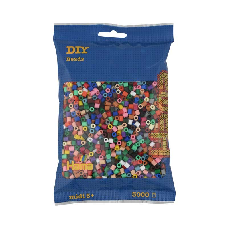 Hama - Bügelperlen Midi, 3.000 Stk. — volltonfarben