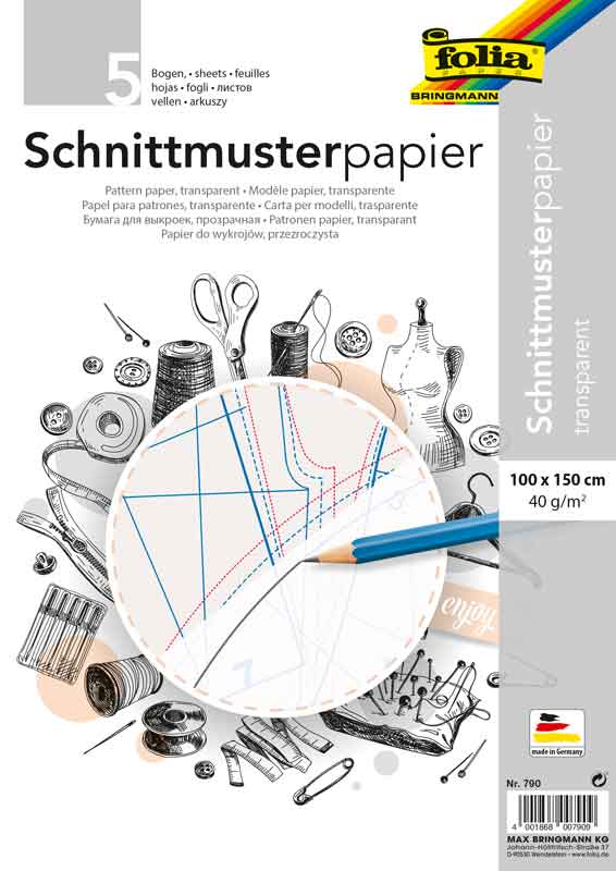 Schnittmuster-Papier, 5 Bogen