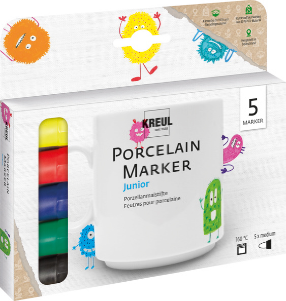 KREUL Porcelain Marker medium Junior, 5 Stk.