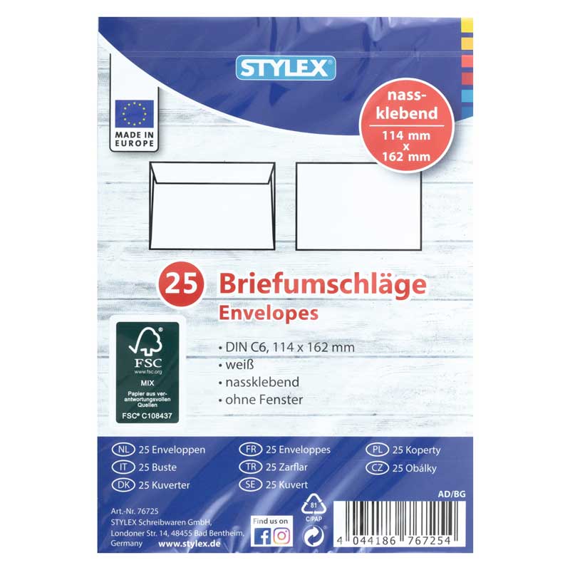 Briefumschläge C6 / 25 Stk — weiß