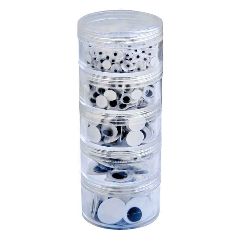 Wackelaugen Sortiert, 560 Stk - schwarz / weiß