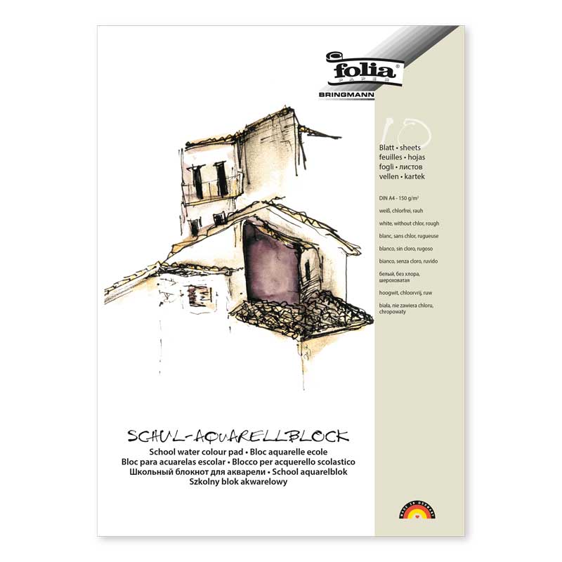Schul - Aquarellblock, 10 Blatt — DIN  A4