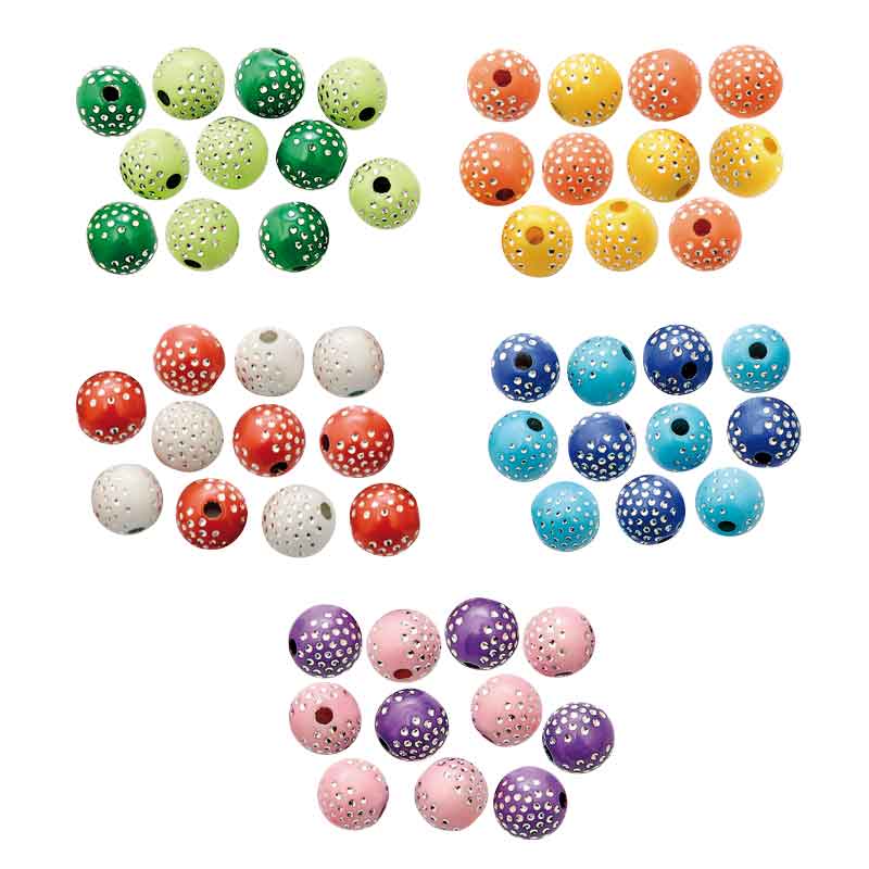 Perlen - Mix Glitzer, 10 mm — mit silbernen Punkten