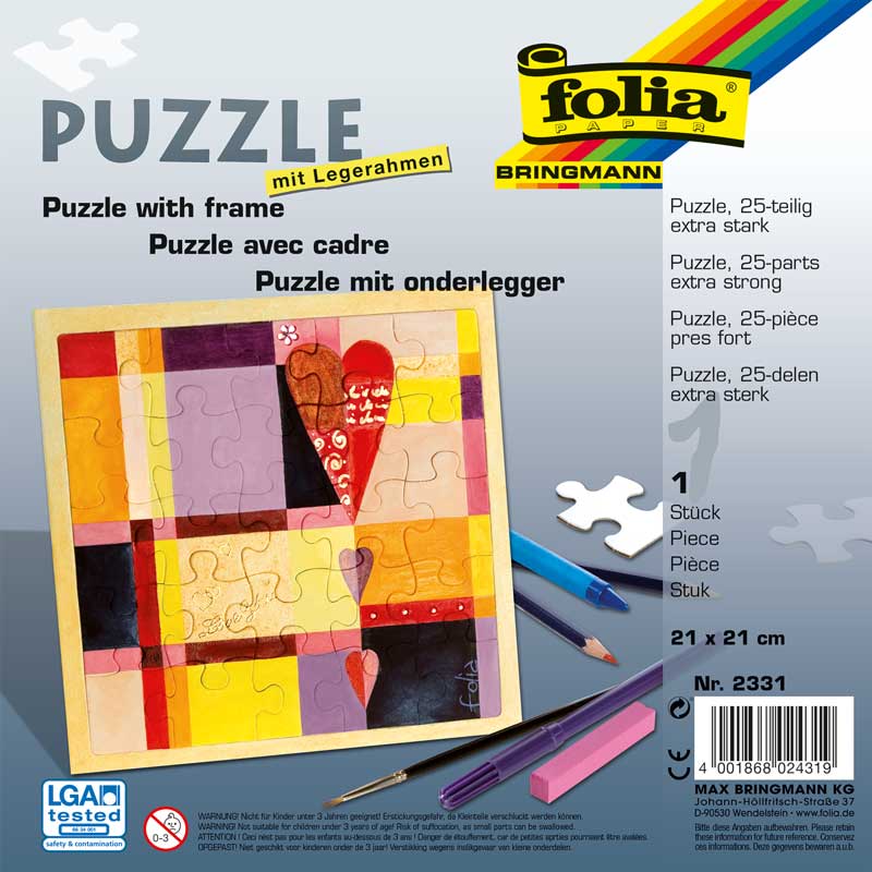 Blanko - Puzzle 21 cm x 21 cm / 25 - teilig - weiß
