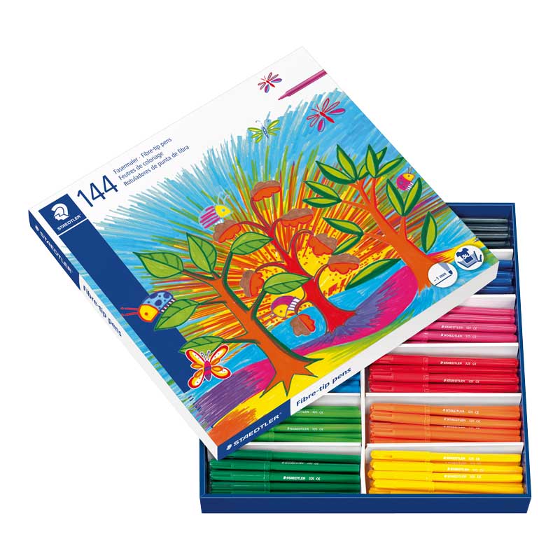 STAEDTLER® Fasermaler, 144 Stk. — 12 Farben sortiert