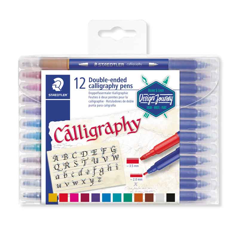 STAEDTLER® Doppelfasermaler mit Kalligraphie Spitzen, 12 Stk