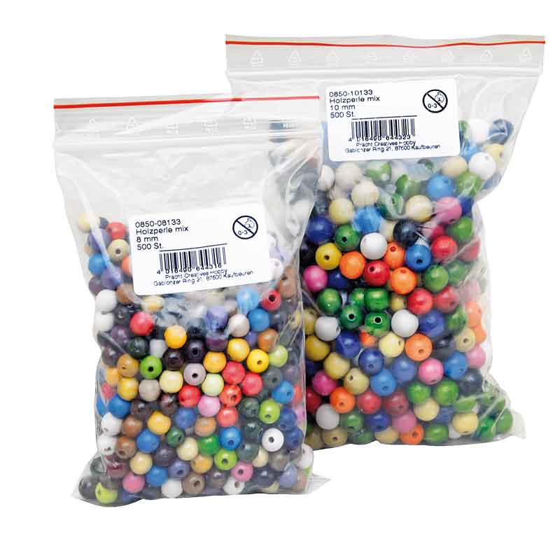 Holzkugelperlen, 8 mm / 500 Stk. — bunt sortiert