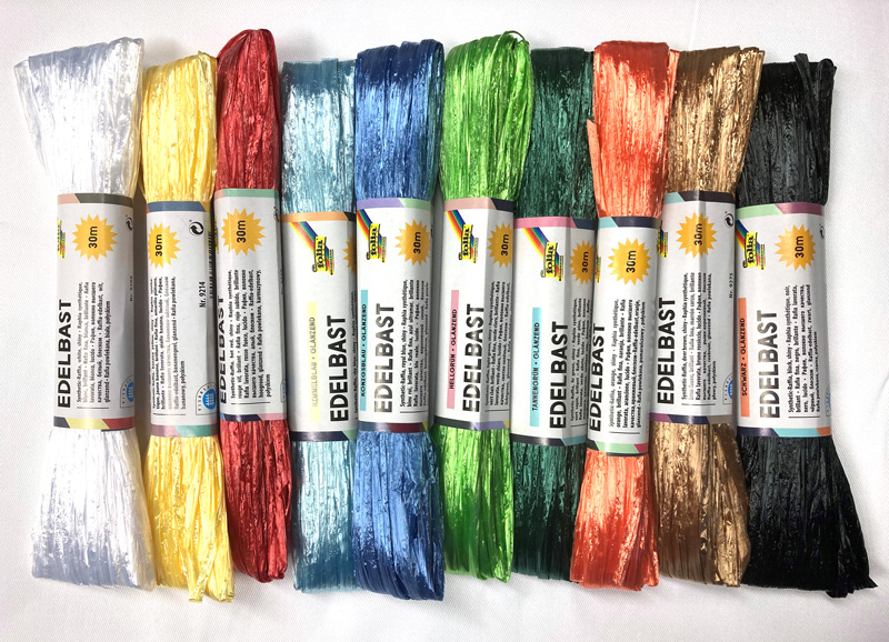 Edelbast Glänzend, 10 Strang a 30 m — sortiert