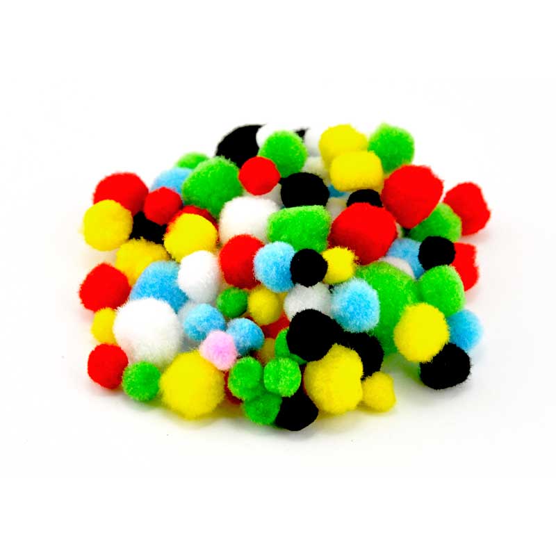 Pompons bunt, 100 Stk. — pastell