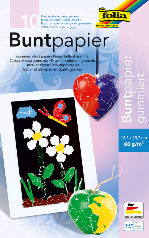 Glanzpapier gummiert / 18,5 x 29,7 cm - sortiert