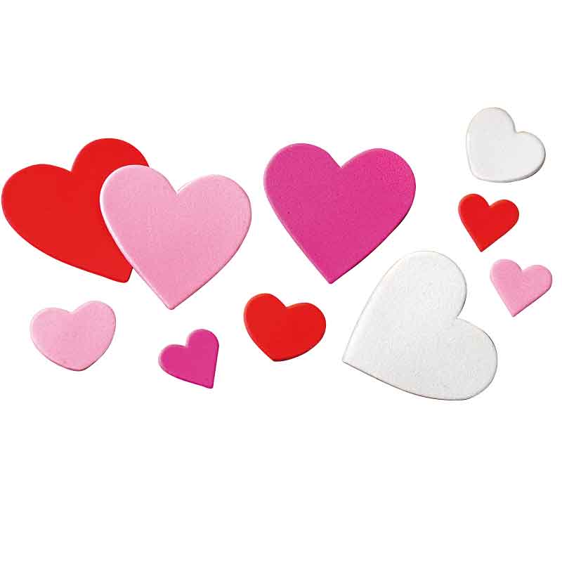Moosgummi Herzen, 200 Stk. — weiß / rosa / rot