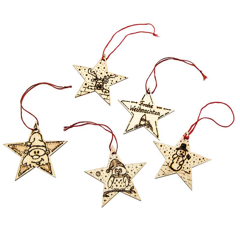Holzanhänger, 7 x 7 cm / 6 Stk. — Sterne