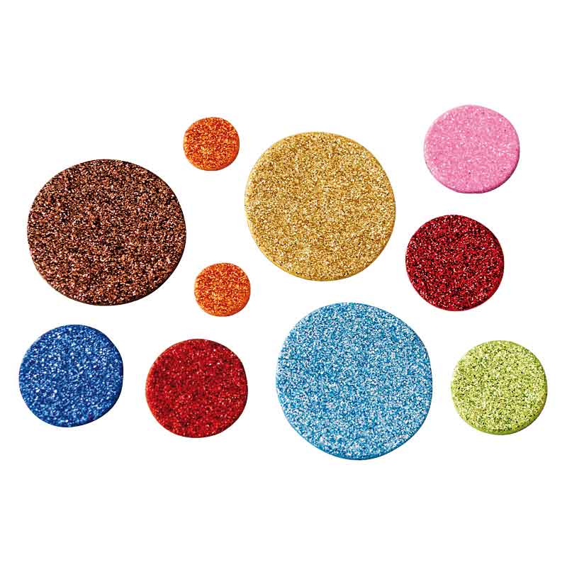 Moosgummi Kreise, 150 Stk. — glitter bunt gemischt