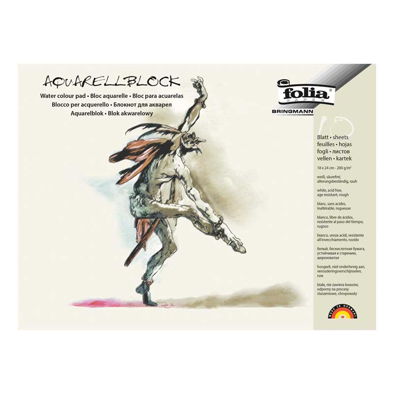 Aquarellblock, 10 Blatt — 18 x 24 cm