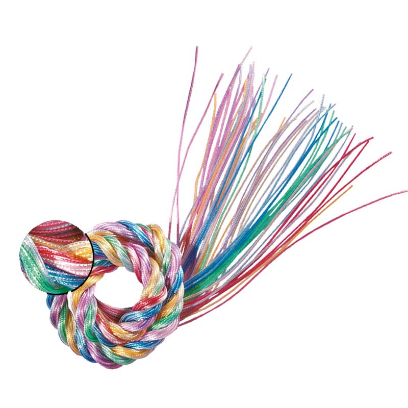 Flechtschnüre - Scoubidou, 2 mm x 1 m/ 50 Stk. — transparent gold / silber Einzug