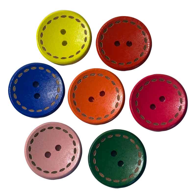 Holzknöpfe 15 mm / 50 Stk — farbig sortiert