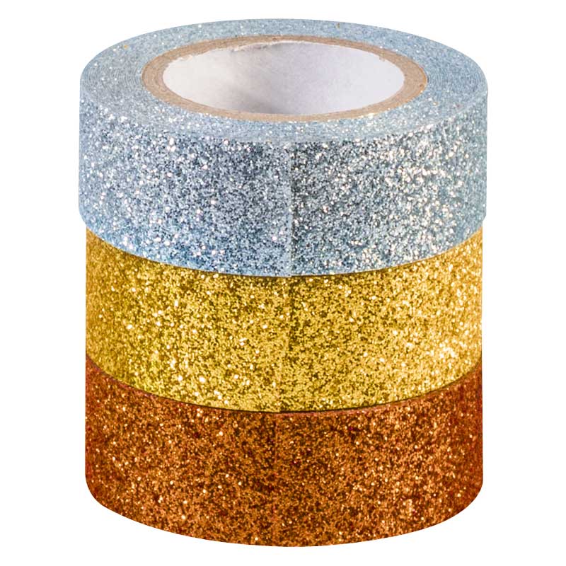 Glitzertape 3er - Set - silber / gold / kupfer