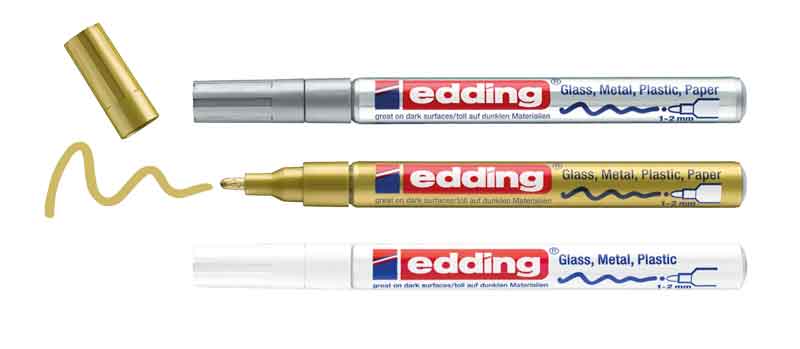Edding 751 Glanzlack marker — weiß / gold / silber