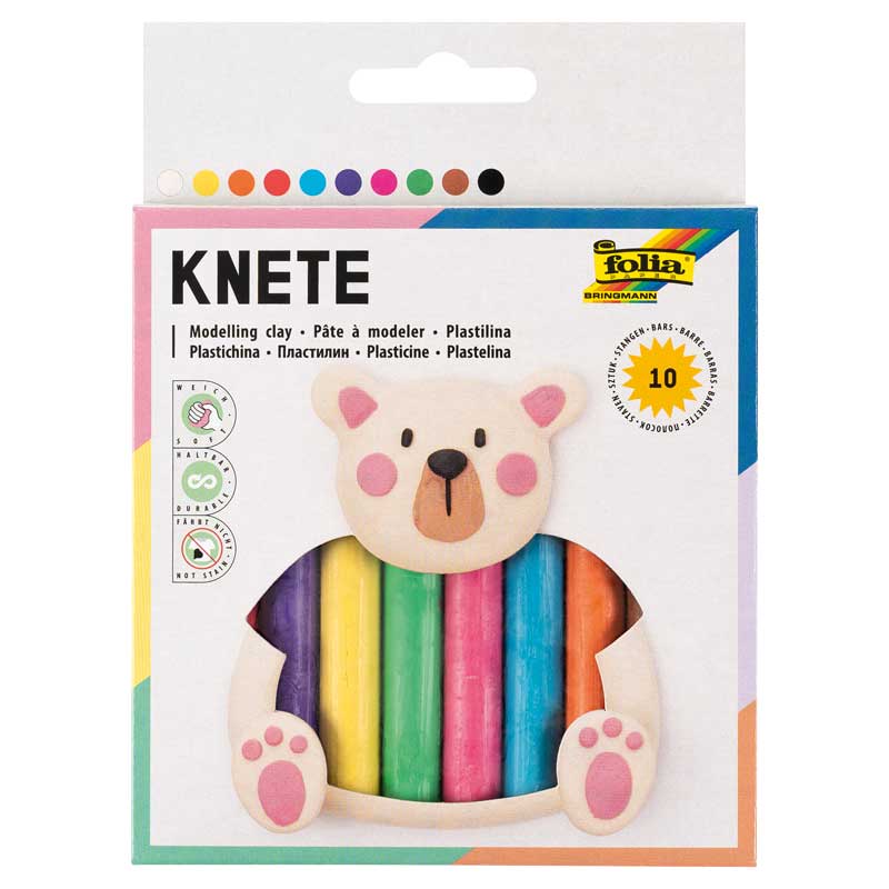 Knetmasse, 10 Stangen / 220 g — bunt sortiert