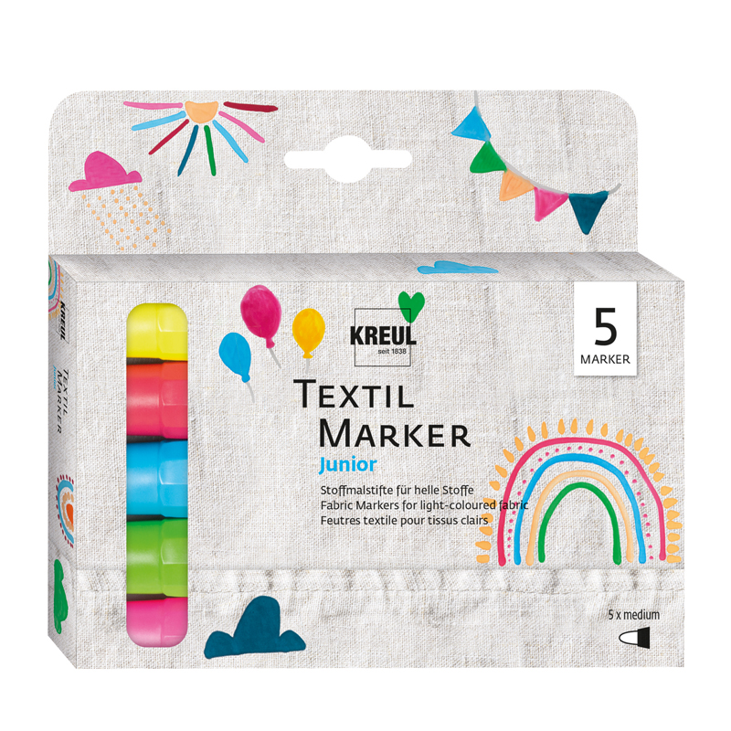 Kreul Textil Marker, Set mit 5 Stk. — Junior