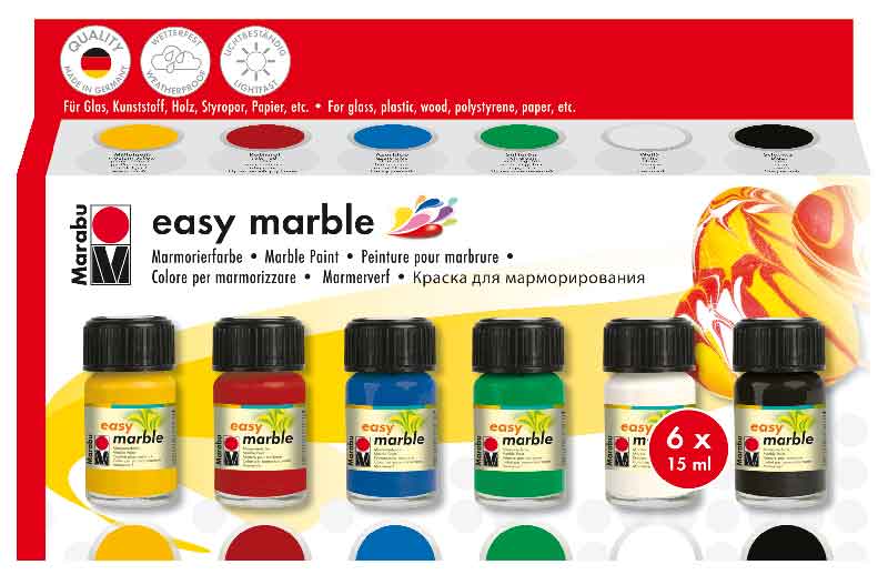 Marabu Easy - marble - Set, 6 x 15 ml — sortiert