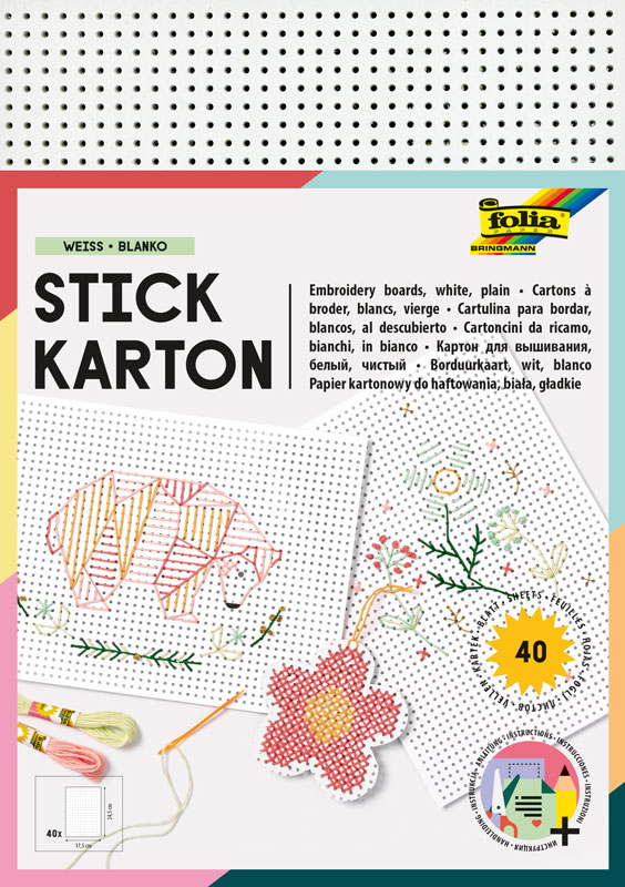 Blanko - Stickkarton,  40 Blatt — weiß