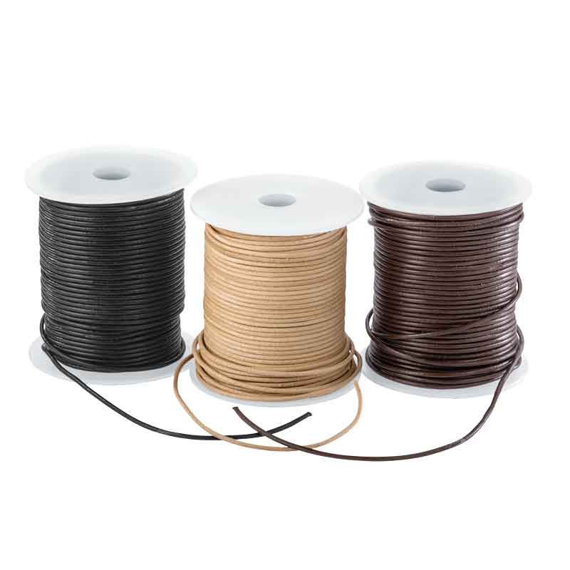 Lederriemen 2 mm / 50 m - schwarz