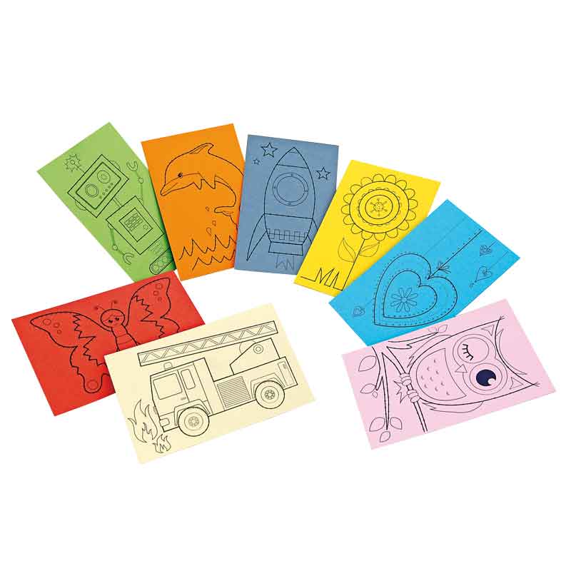 Ausnähkarten, 50 Bogen — farbig sortiert