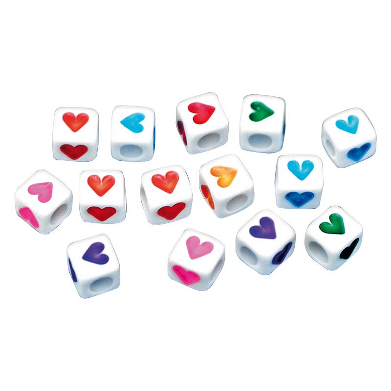 Würfelperlen Herz, 100 Stk