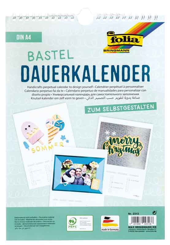 Bastel Dauerkalender A4 - weiß