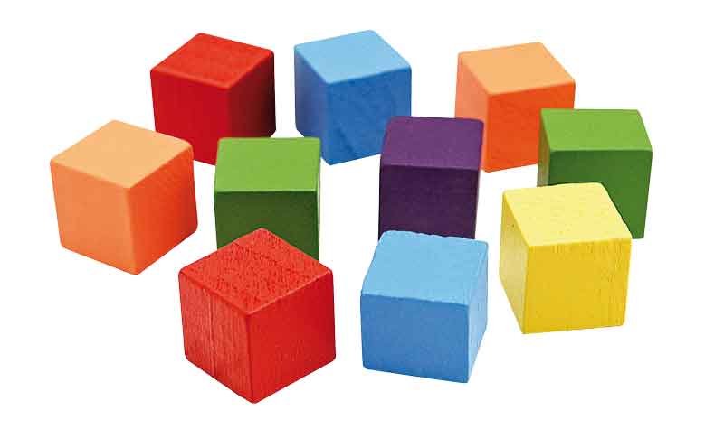 Holzwürfel 15 mm, 42 Stk. — farbig sortiert