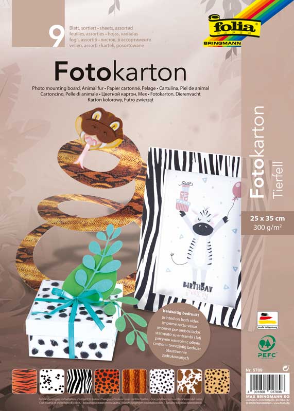 Fotokarton 25 x 35 cm, 9 Blatt — Tierfell