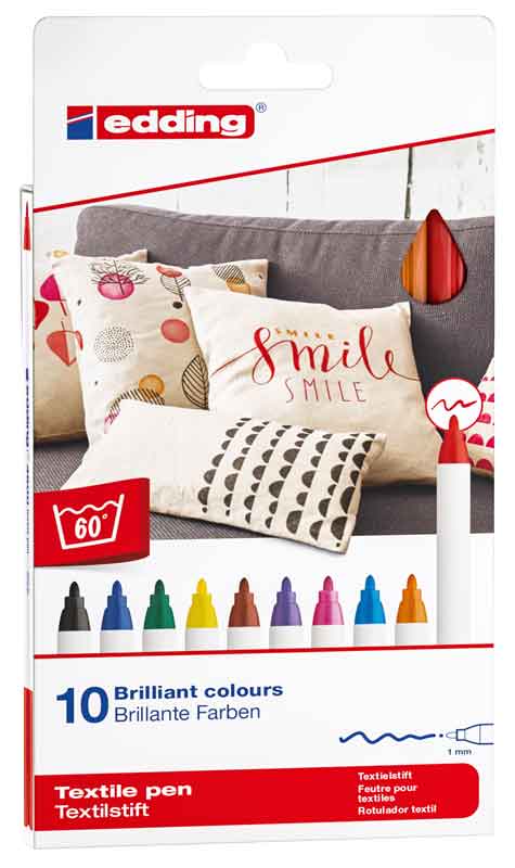 Edding 4600 Textilstifte — 10 Farben sortiert