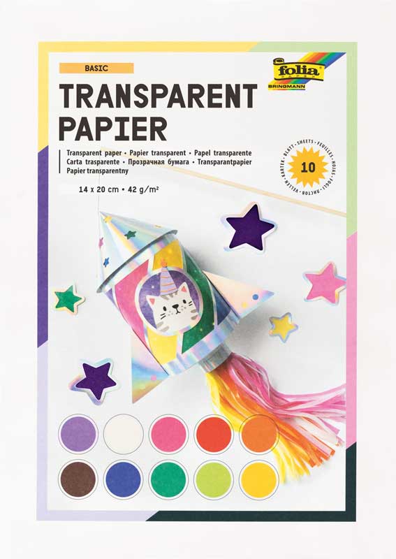 Transparentpapier Heft mit 10 Blatt - farbig sortiert