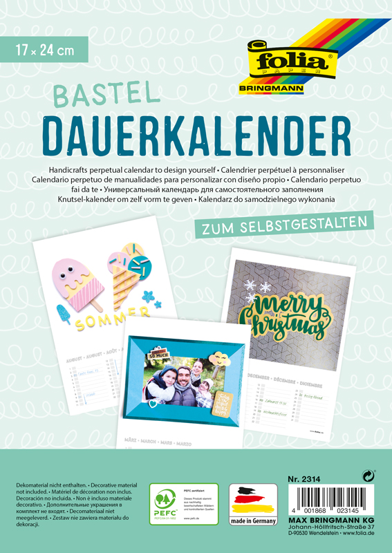 Dauerkalender, 17 x 24 cm - weiß