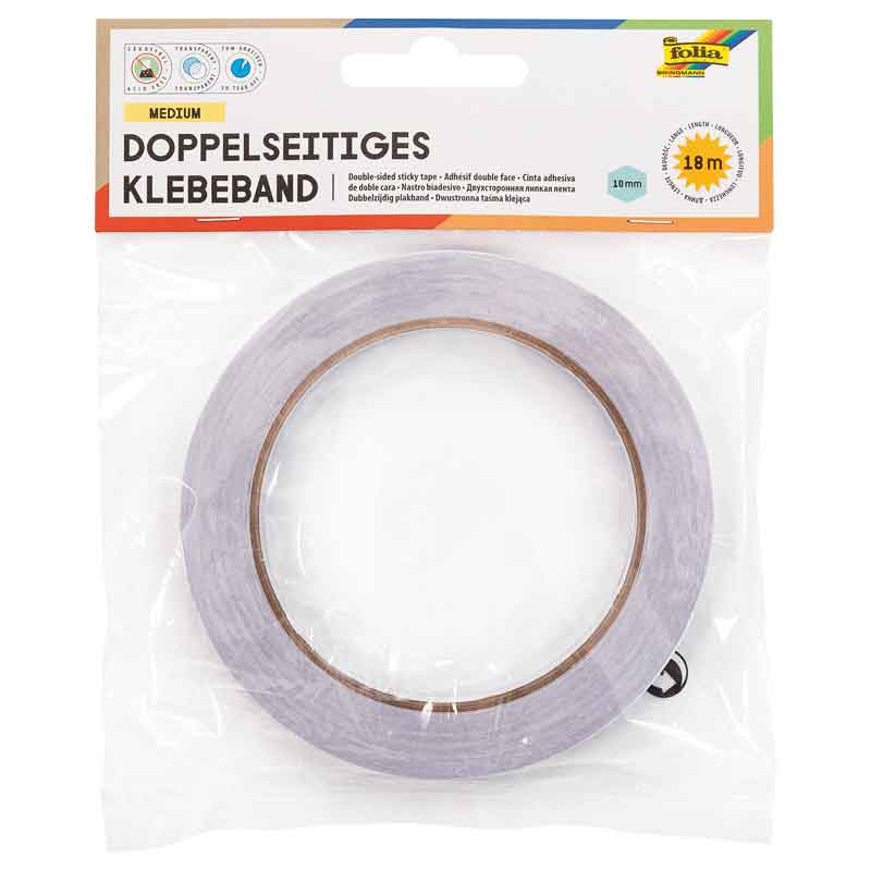 Mosaik-Doppelklebeband, 10 mm x 18 m — transparent