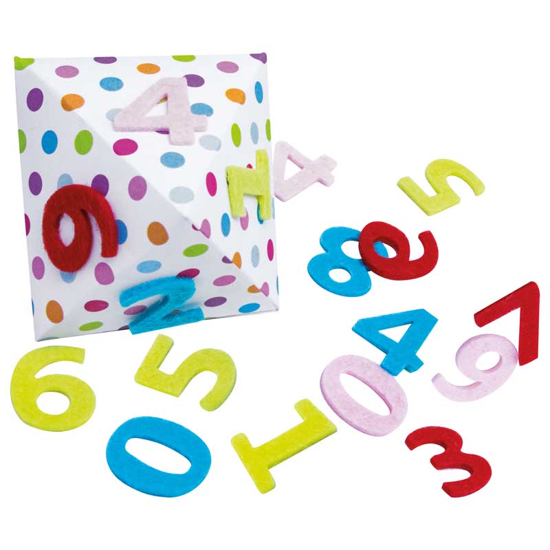 Filzzahlen, 48 Stk — farbig sortiert