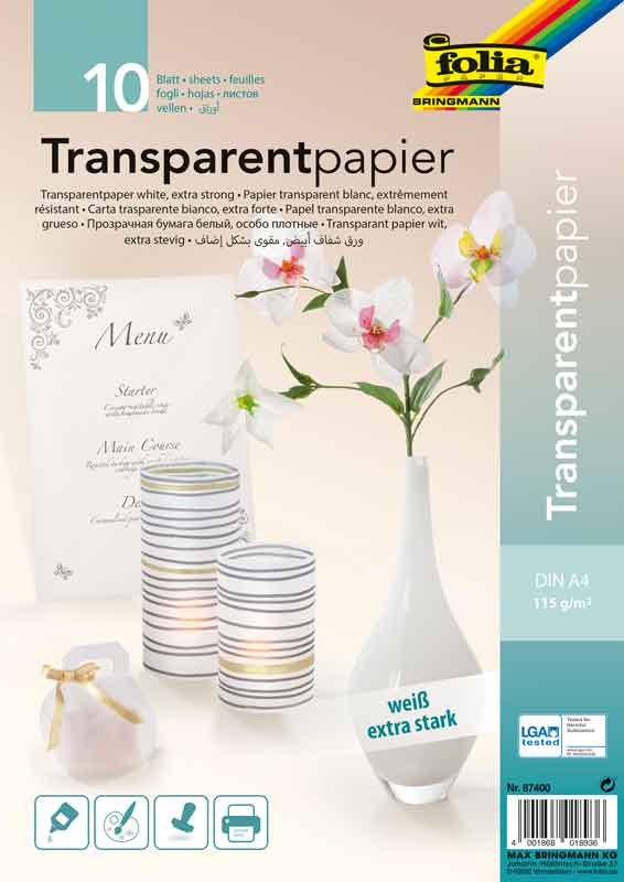 Transparentpapier A4, 10 Blatt — weiß