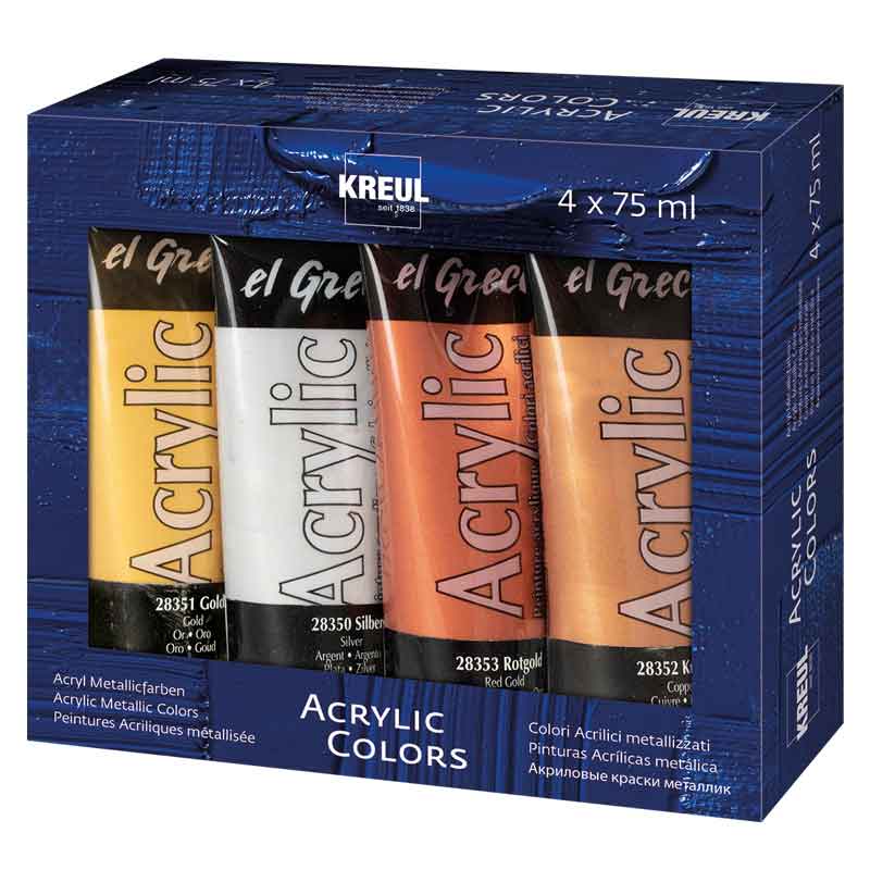 Kreul Acrylfarben - Set, 4 x 75 ml — Metallic