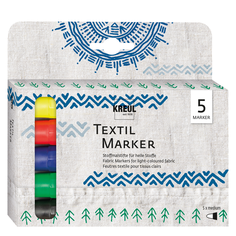 Kreul Textil Marker 5er-Set — hell