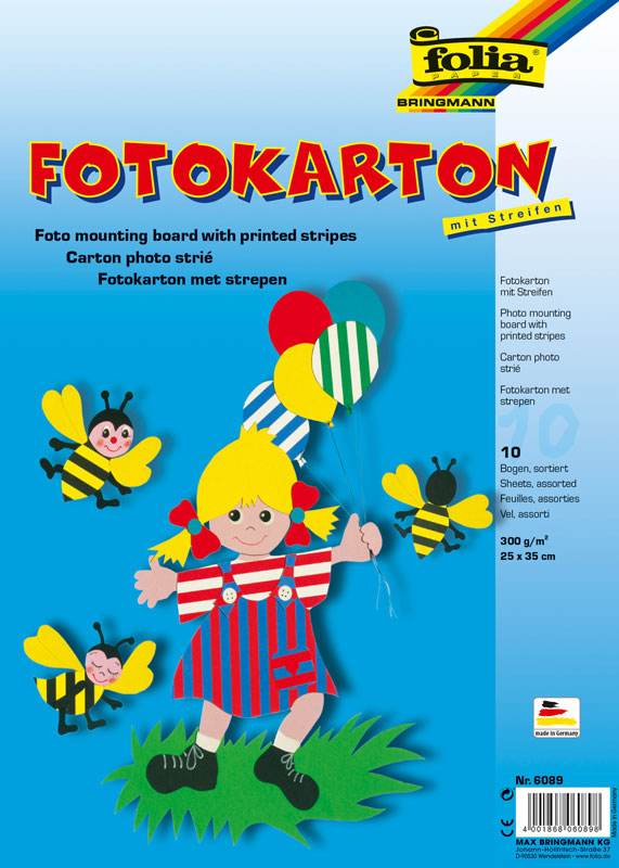 Fotokarton 25 x 35 cm, 10 Stk. — Streifen sortiert