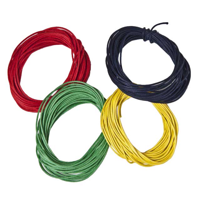 Baumwollkordel gewachst 1 mm / 4 x 5 m - gelb / rot / grün /dunkelblau