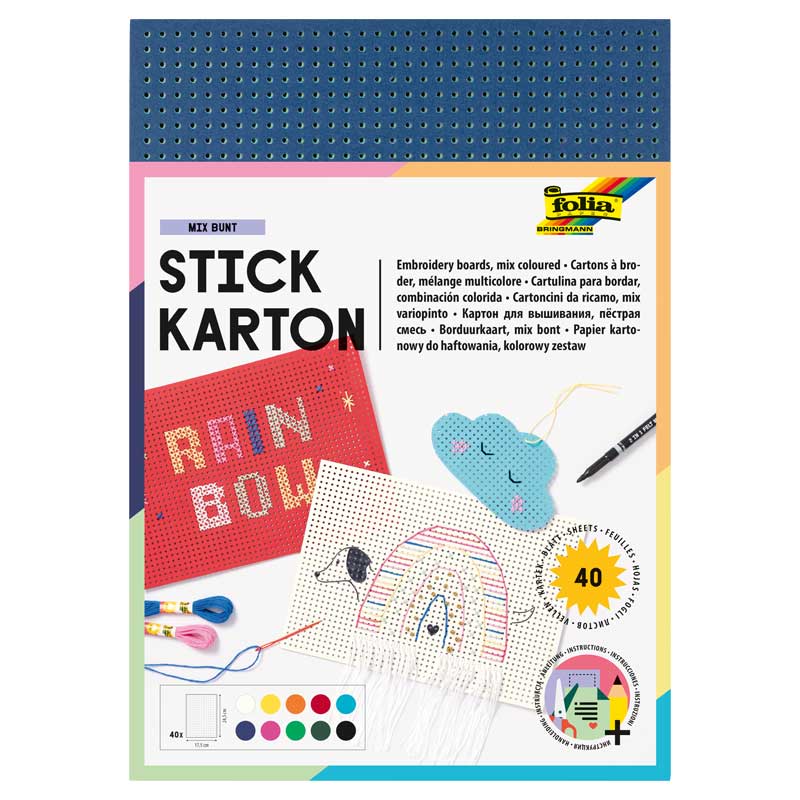 Stickkarten / 40 Stk — farbig sortiert