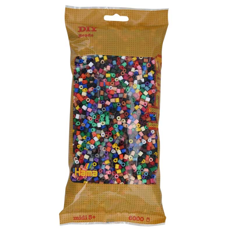 Hama - Bügelperlen Midi, 6.000 Stk. — volltonfarben