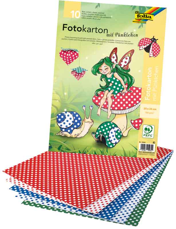 Fotokarton 25 x 35 cm, 10 Stk. — Pünktchen sortiert