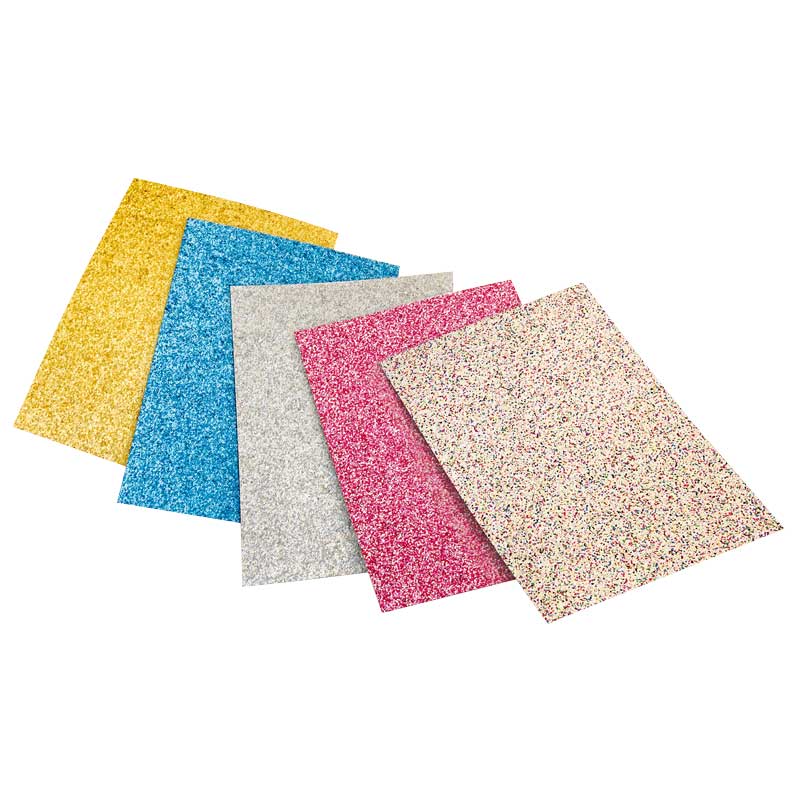 Glitterkarton Block, 5 Blatt — farbig sortiert
