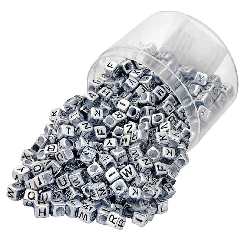 Buchstaben - Würfel / 300 Stk. - silber
